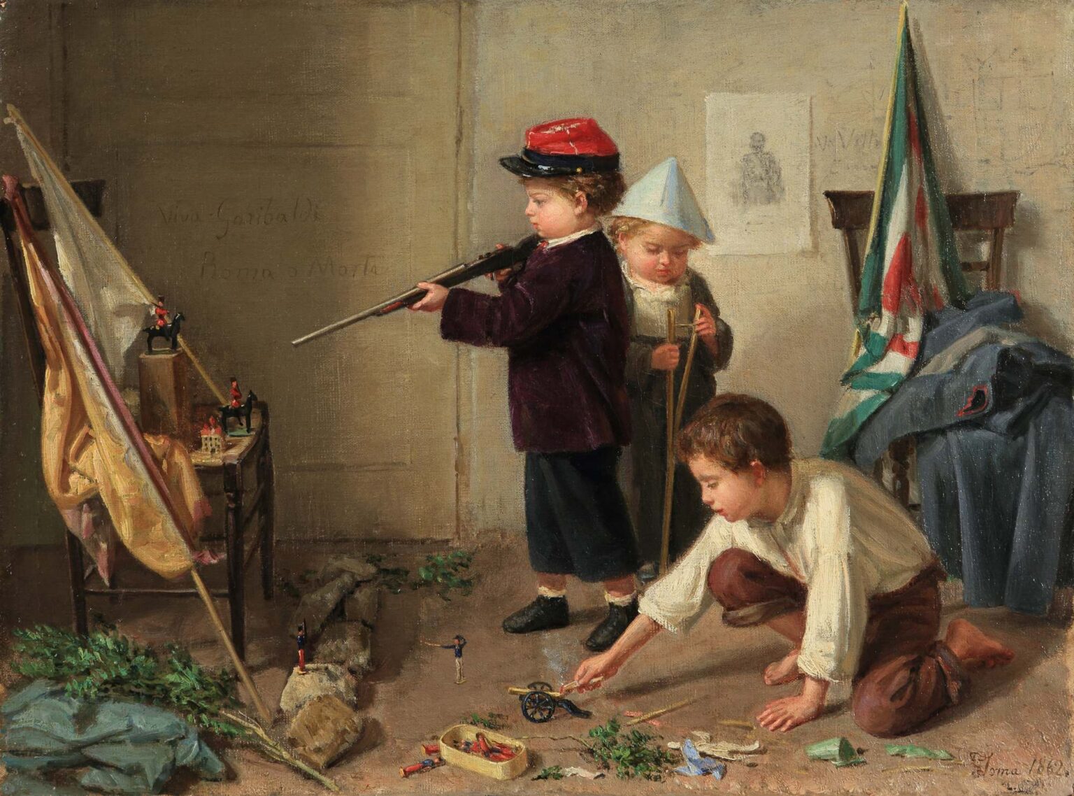 Gioacchino Toma, Piccoli patrioti, 1862 olio su tela, cm. 29 x 39