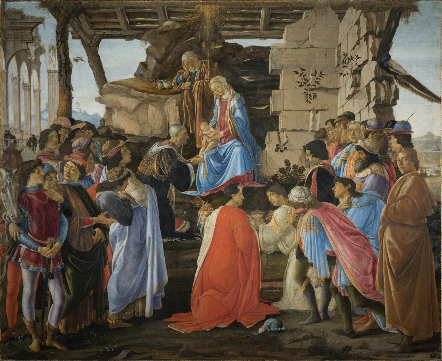 Sandro Botticelli (Firenze 1445 -1510), Adorazione dei Magi, Tempera su tavola, 111x 134 cm, Firenze, Gallerie degli Uffizi