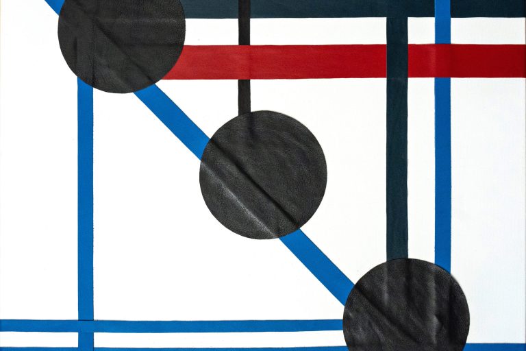 Geometrie mentali II, 2021, acrilico e pelli su tela,60x60 cm, LETIZIA LO MONACO